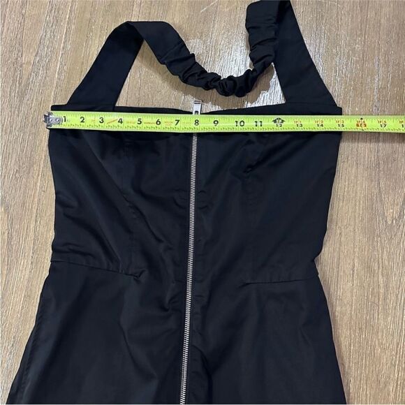 FRAME Women’s Halter Jumpsuit Straight Leg Front Zip Plissé Trim Size Small - Picture 7 of 10
